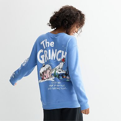Juniors' Grinch Graphic Crew Fleece Sweatshirt
