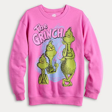 Juniors' Grinch Graphic Crew Fleece Sweatshirt