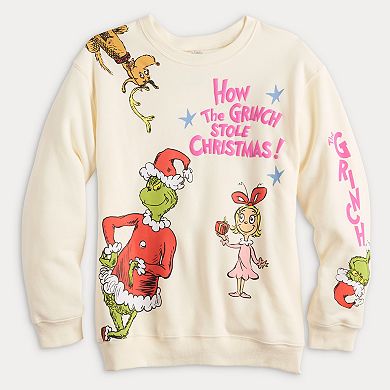 Juniors' Grinch Graphic Crew Fleece Sweatshirt