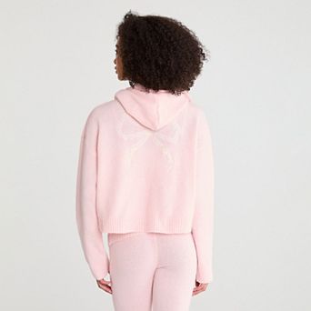 Juniors' Aeropostale Cropped Hoodie Sweater with Bow Detail