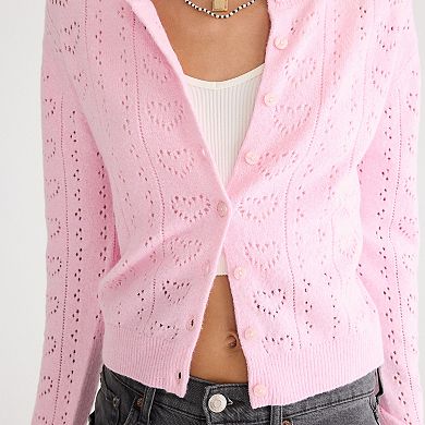 Juniors' Aeropostale Pointelle Sweater Cardigan