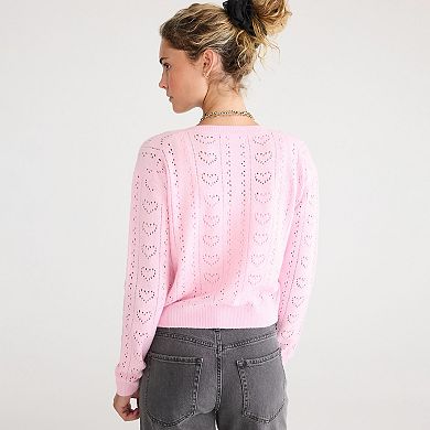 Juniors' Aeropostale Pointelle Sweater Cardigan