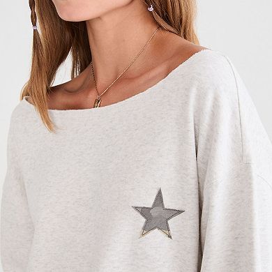 Juniors' Aeropostale Camo Star Off-The-Shoulder Oversized Crewneck Sweater
