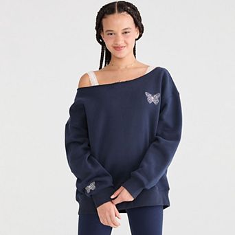 Juniors' Aeropostale Off the Shoulder Butterfly Graphic Sweatshirt