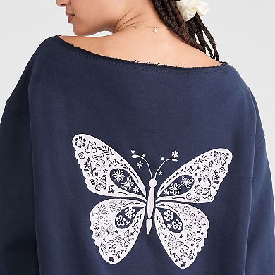 Juniors' Aeropostale Off the Shoulder Butterfly Graphic Sweatshirt