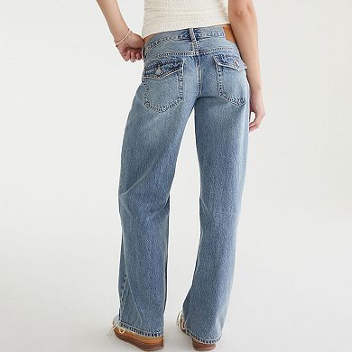 Juniors' Aeropostale Super Low Rise Baggy Wide-Leg Jeans