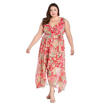 Plus Size R&M Richards Hi-Lo Wrap Dress
