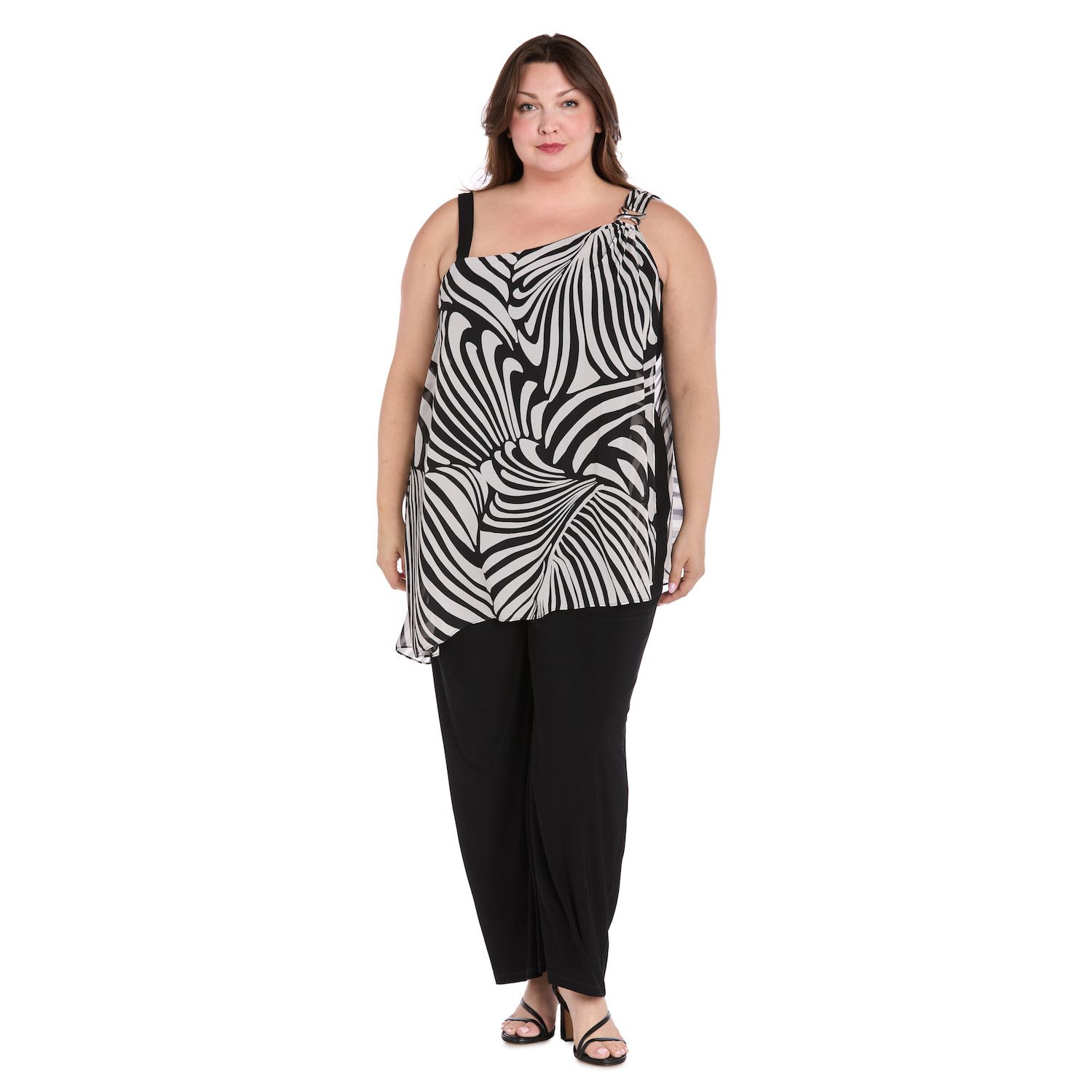 Женские комбинезоны R&M Richards Plus Size R&M Richards One Shoulder Printed Jumpsuit