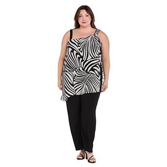 Plus Size R&M Richards One Shoulder Printed Jumpsuit