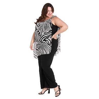 Plus Size R&M Richards One Shoulder Printed Jumpsuit