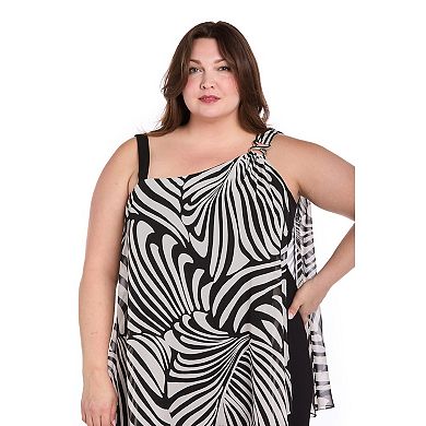 Plus Size R&M Richards One Shoulder Printed Jumpsuit