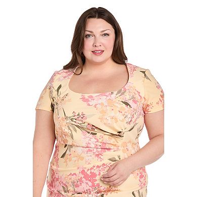 Plus Size R&M Richards Short Sleeve Pleated Side Sheath Dress