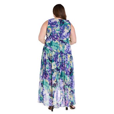 Plus Size R&M Richards Faux Wrap Ruffle Straps Hi-Lo Dress