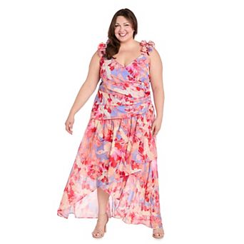 Plus Size R&M Richards Hi-Lo Chiffon Dress