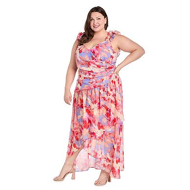 Plus Size R&M Richards Hi-Lo Chiffon Dress