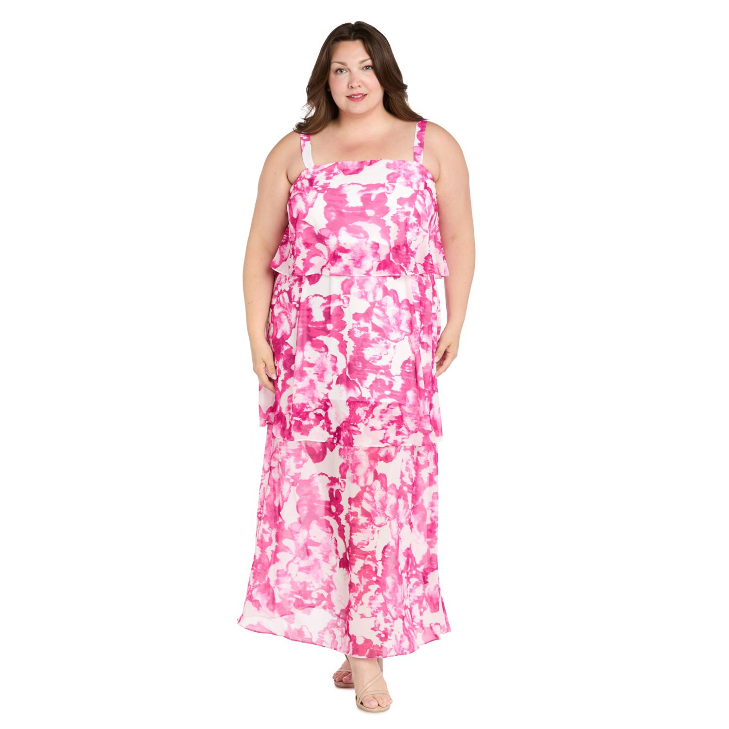 Женские платья R&M Richards Plus Size R&M Richards Printed Chiffon Tiered Dress