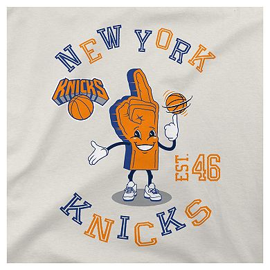Men's Stadium Essentials Cream New York Knicks Number One Oversized T-Shirt