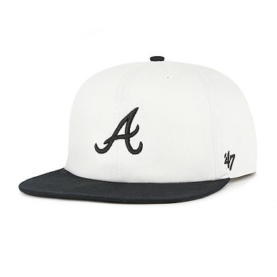 Men's '47 White/Black Atlanta Braves Foundation Captain Snapback Hat