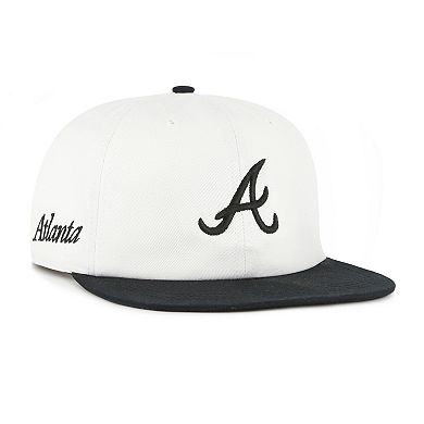 Men's '47 White/Black Atlanta Braves Foundation Captain Snapback Hat