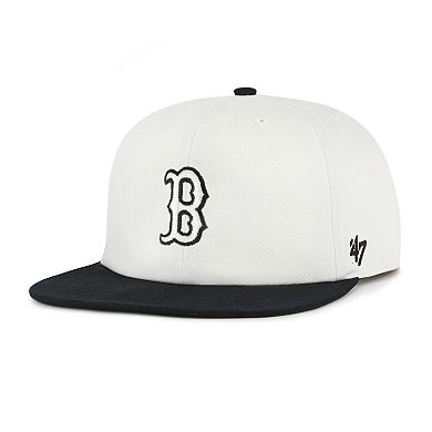 Men's '47 White/Black Boston Red Sox Foundation Captain Snapback Hat