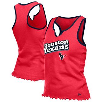 Women's�New Era Red Houston Texans Lettuce Hem Notch Neck Tri-Blend Tank Top