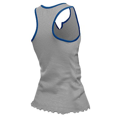 Women's New Era Silver Detroit Lions Lettuce Hem Notch Neck Tri-Blend Tank Top