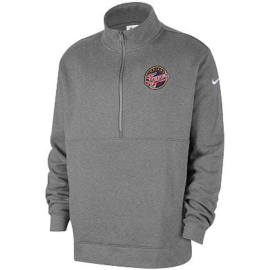 Men's�Nike Heather Gray Indiana Fever React Club Half-Zip Pullover