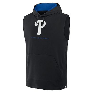Men's Fanatics Black Philadelphia Phillies Fire Speed Sleeveless Pullover Hoodie