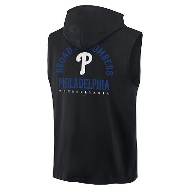 Men's Fanatics Black Philadelphia Phillies Fire Speed Sleeveless Pullover Hoodie