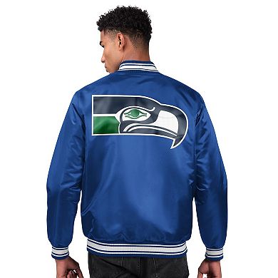 Men's Starter Royal Seattle Seahawks Locker Room Satin Full-Snap Varsity Jacket