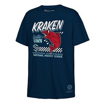 Youth Mitchell & Ness Deep Sea Blue Seattle Kraken Concession Stand T-Shirt