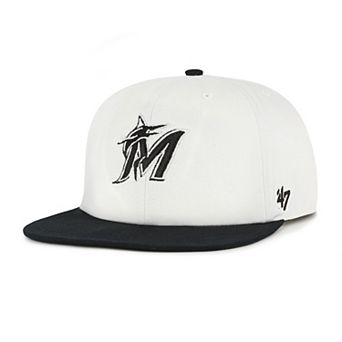 Men's '47 White/Black Miami Marlins Foundation Captain Snapback Hat