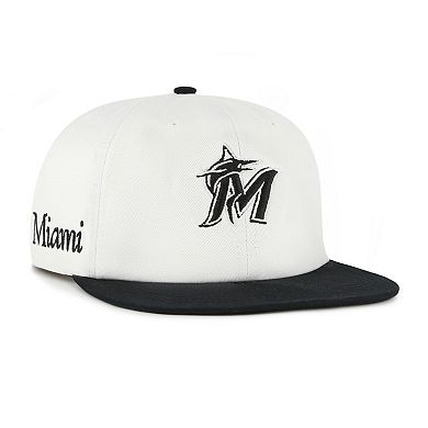 Men's '47 White/Black Miami Marlins Foundation Captain Snapback Hat