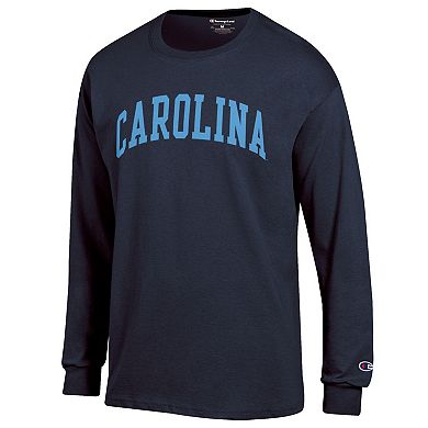 Men's Champion Navy North Carolina Tar Heels Basic Arch Long Sleeve T-Shirt