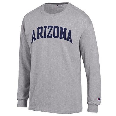 Men's Champion Heather Gray Arizona Wildcats Basic Arch Long Sleeve T-Shirt
