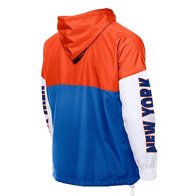 Men's�New Era Royal/Orange New York Mets Color Block Full-Zip Hoodie Windbreaker