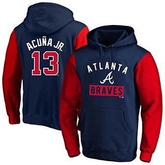 Men's Profile Ronald Acuna Jr. Navy Atlanta Braves Big & Tall Name & Number Fleece Pullover Hoodie