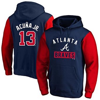Men's Profile Ronald Acuna Jr. Navy Atlanta Braves Big & Tall Name & Number Fleece Pullover Hoodie