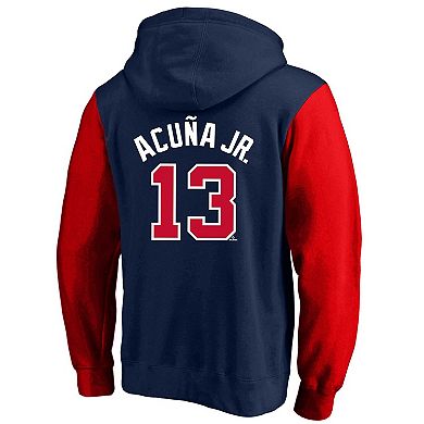Men's Profile Ronald Acuna Jr. Navy Atlanta Braves Big & Tall Name & Number Fleece Pullover Hoodie