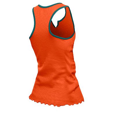Women's�New Era Orange Miami Dolphins Lettuce Hem Notch Neck Tri-Blend Tank Top