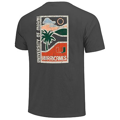 Men's Graphite Miami Hurricanes Comfort Colors Minimal Vista Distressed Graphics T-Shirt