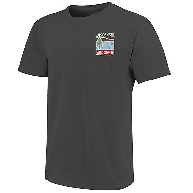 Men's Graphite Wisconsin Badgers Comfort Colors Minimal Vista Distressed Graphics T-Shirt
