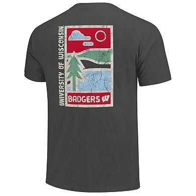 Men's Graphite Wisconsin Badgers Comfort Colors Minimal Vista Distressed Graphics T-Shirt