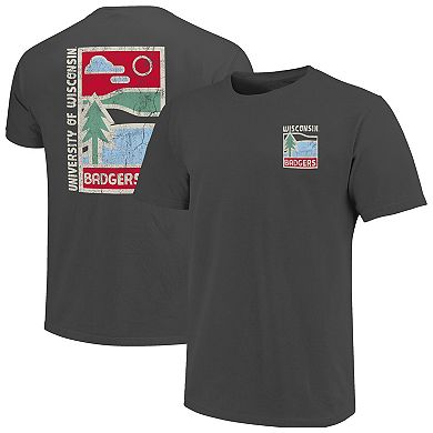 Men's Graphite Wisconsin Badgers Comfort Colors Minimal Vista Distressed Graphics T-Shirt