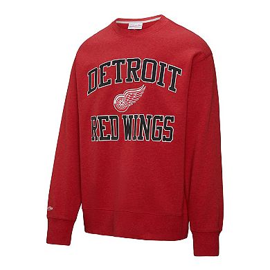 Men's Mitchell & Ness Red Detroit Red Wings Playoff Win Fleece Pullover Sweatshirt
