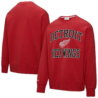 Men's Mitchell & Ness Red Detroit Red Wings Playoff Win Fleece Pullover Sweatshirt