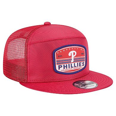 Men's New Era Red Philadelphia Phillies Split Panel 9FIFTY Trucker Snapback