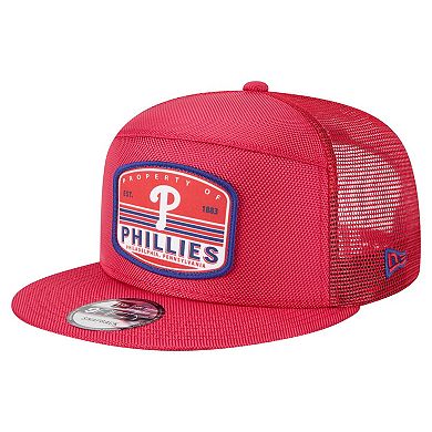 Men's New Era Red Philadelphia Phillies Split Panel 9FIFTY Trucker Snapback
