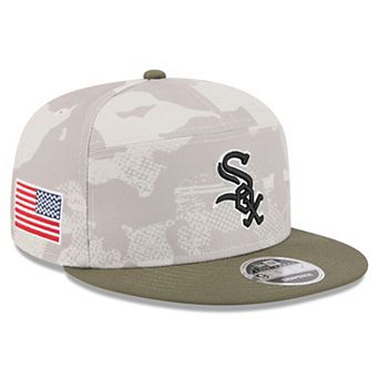 Men's New Era Light Beige/Olive Chicago White Sox 2025 Armed Forces Day Split Panel 9FIFTY Snapback Hat