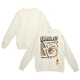 Men's Mitchell & Ness Cream Baltimore Orioles Sidewalk Sketch Pullover Hoodie